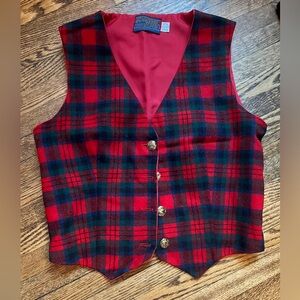 Vintage Pendleton USA 100% Wool Plaid Short Waist Coat Vest Small